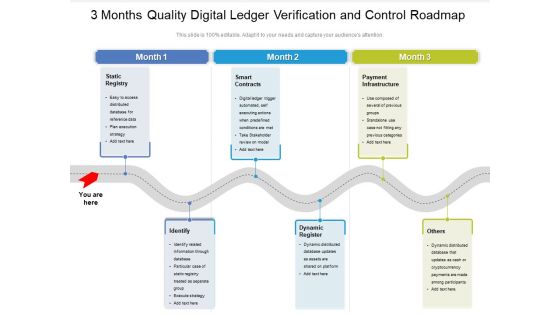 3 Months Quality Digital Ledger Verification And Control Roadmap Diagrams