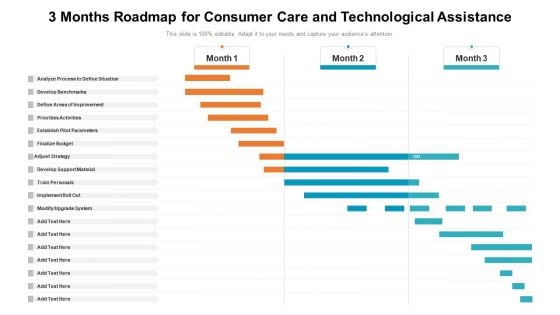 3 Months Roadmap For Consumer Care And Technological Assistance Elements