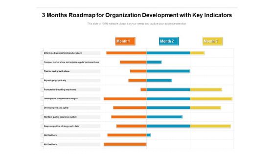 3 Months Roadmap For Organization Development With Key Indicators Guidelines