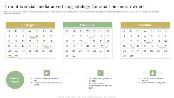 3 Months Social Media Advertising Strategy For Small Business Owners Rules PDF