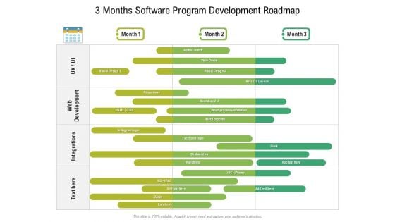 3 Months Software Program Development Roadmap Diagrams