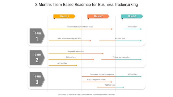3 Months Team Based Roadmap For Business Trademarking Themes 3 Months Team Based Roadmap For Business Trademarking Themes
