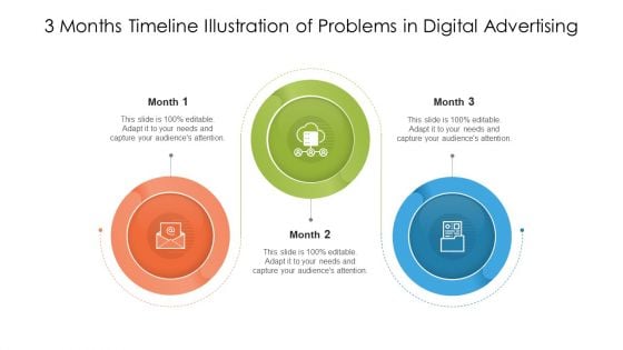 3 Months Timeline Illustration Of Problems In Digital Advertising Ppt PowerPoint Presentation Diagram Templates PDF