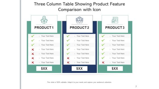 3 Pillar Table With Icon Price Plan Ppt PowerPoint Presentation Complete Deck