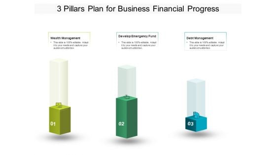 3 Pillars Plan For Business Financial Progress Ppt PowerPoint Presentation Ideas Outline PDF