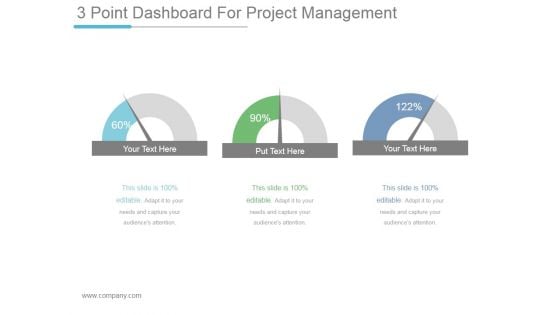 3 Point Dashboard For Project Management Ppt PowerPoint Presentation Icon