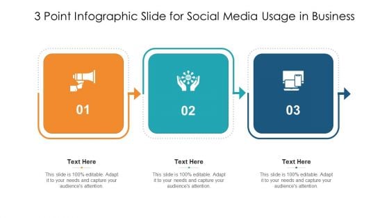 3 Point Infographic Slide For Social Media Usage In Business Structure PDF