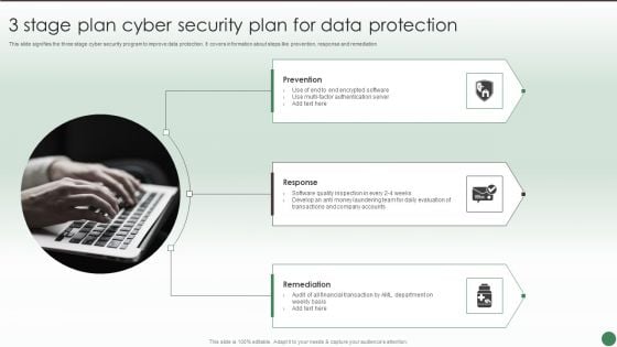 3 Stage Plan Cyber Security Plan For Data Protection Ppt Icon Picture PDF