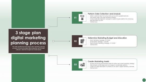 3 Stage Plan Digital Marketing Planning Process Ppt Background Image PDF