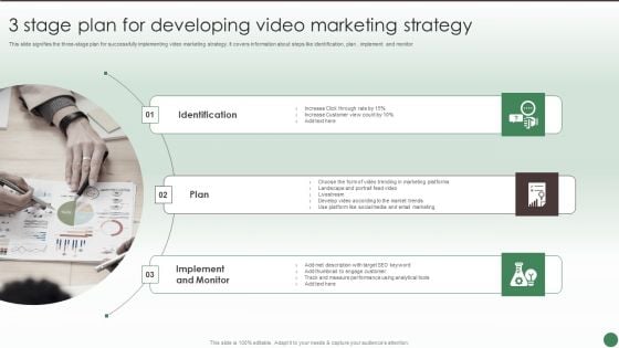 3 Stage Plan For Developing Video Marketing Strategy Ppt Styles Deck PDF