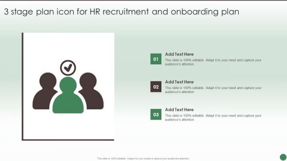 3 Stage Plan Icon For Hr Recruitment And Onboarding Plan Ppt Inspiration Pictures PDF