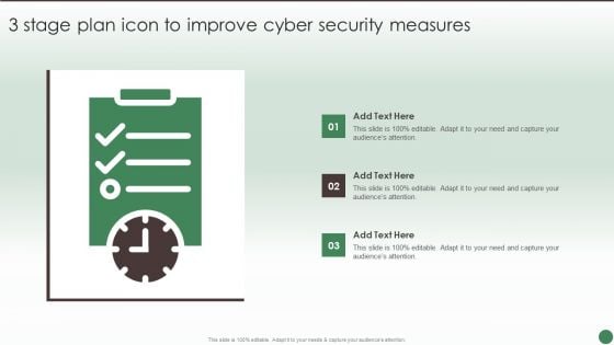 3 Stage Plan Icon To Improve Cyber Security Measures Ppt Gallery Diagrams PDF