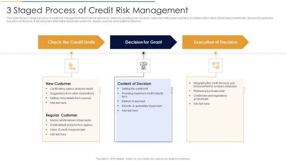 3 Staged Process Of Credit Risk Management Demonstration PDF