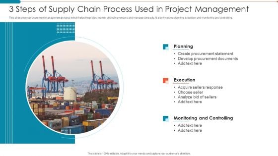 3 Steps Of Supply Chain Process Used In Project Management Microsoft PDF