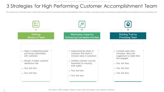 3 Strategies For High Performing Customer Accomplishment Team Brochure PDF 3 Strategies For High Performing Customer Accomplishment Team Brochure PDF