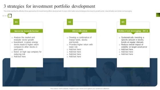 3 Strategies For Investment Portfolio Development Ppt PowerPoint Presentation File Show PDF 3 Strategies For Investment Portfolio Development Ppt PowerPoint Presentation File Show PDF