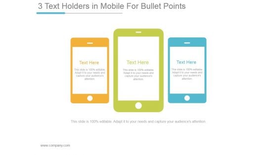 3 Text Holders In Mobile For Bullet Points Ppt PowerPoint Presentation Visual Aids