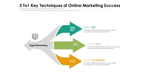 3 To1 Key Techniques Of Online Marketing Success Ppt PowerPoint Presentation Inspiration Outline PDF