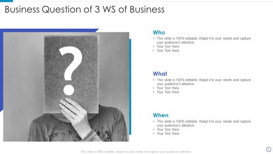 3 Ws Of Business Ppt PowerPoint Presentation Complete Deck With Slides