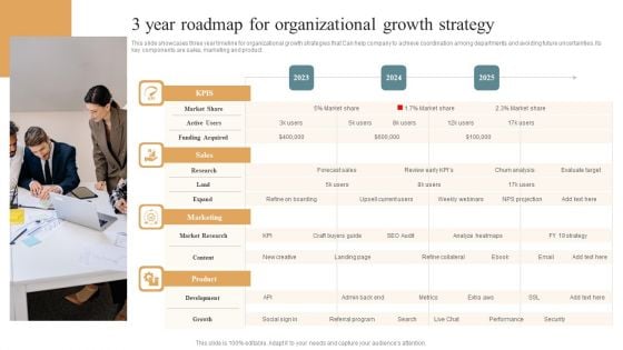 3 Year Roadmap For Organizational Growth Strategy Elements PDF