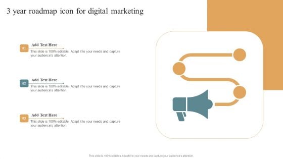 3 Year Roadmap Icon For Digital Marketing Ideas PDF