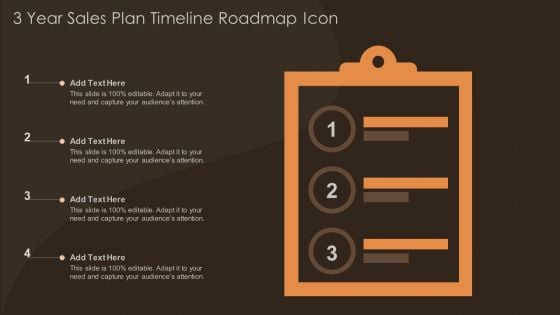 3 Year Sales Plan Timeline Roadmap Icon Template PDF