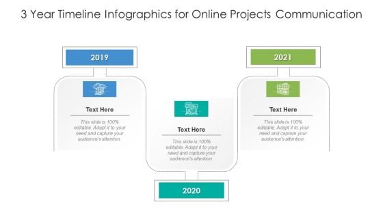 3 Year Timeline Infographics For Online Projects Communication Ppt PowerPoint Presentation File Format Ideas PDF