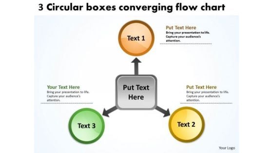 3 Circlular Boxes Converging Flow Chart Cycle PowerPoint Templates