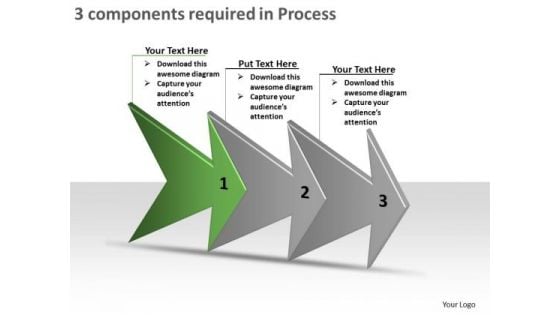 3 Components Required In Process Flow Chart Free PowerPoint Templates