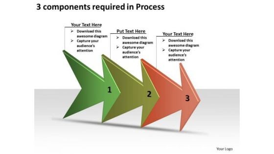 3 Components Required In Process Simple Flow Chart PowerPoint Slides