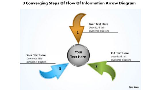 3 Converging Steps Of Flow Information Arrow Diagram Cycle Chart PowerPoint Templates