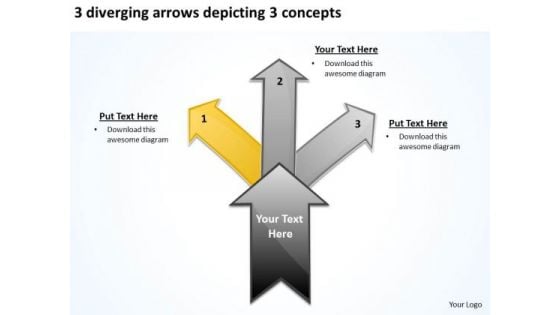 3 Diverging Arrows Depicting Concepts Business Circular Network PowerPoint Slides