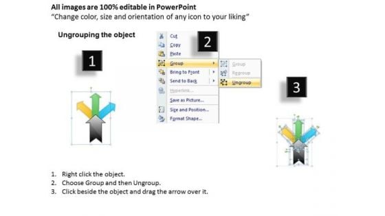 3 Diverging Arrows Depicting Concepts Chart Software PowerPoint Templates