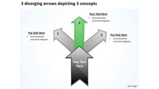 3 Diverging Arrows Depicting Concepts Ppt Circular Network PowerPoint Slides