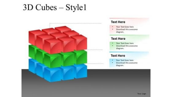 3 Layers 3d Cube Editable PowerPoint Slides And Ppt Diagrams