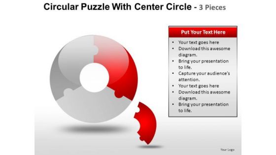 3 Piece Donut Diagram PowerPoint Slides And Ppt Diagram Templates