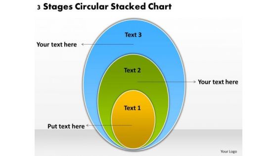 3 Stages Circular Stacked Chart How To Plan Business PowerPoint Templates