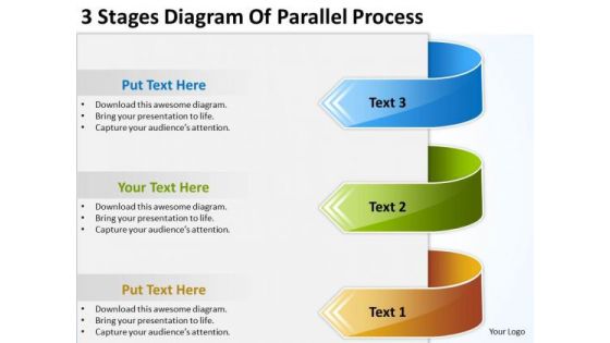 3 Stages Diagram Of Parallel Process Short Business Plan Template PowerPoint Templates