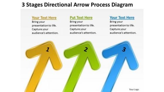 3 Stages Directional Arrow Process Diagram Sample Nonprofit Business Plan PowerPoint Templates