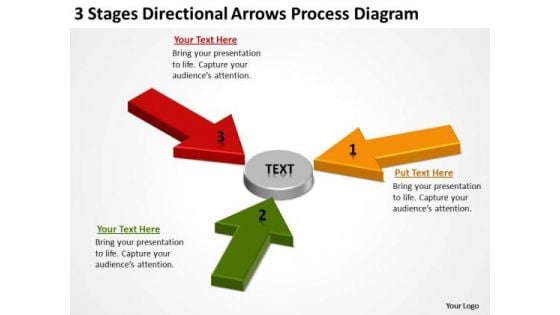 3 Stages Directional Arrows Process Diagram Business Plan Service PowerPoint Templates