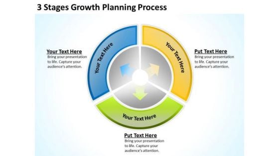 3 Stages Growth Planning Process Detailed Business PowerPoint Templates