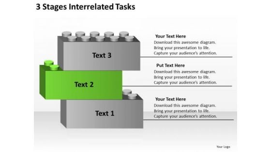 3 Stages Interrelated Tasks Business Plans For Dummies PowerPoint Slides