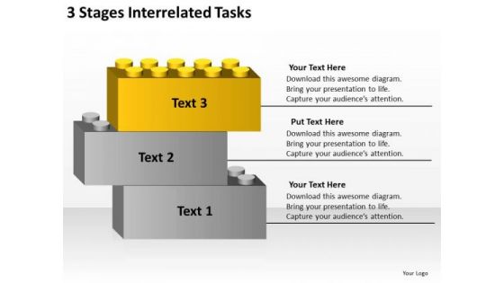 3 Stages Interrelated Tasks Ppt Business Plan PowerPoint Templates