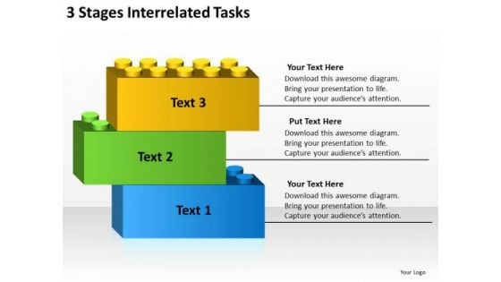 3 Stages Interrelated Tasks Startup Business Plan Template PowerPoint Slides