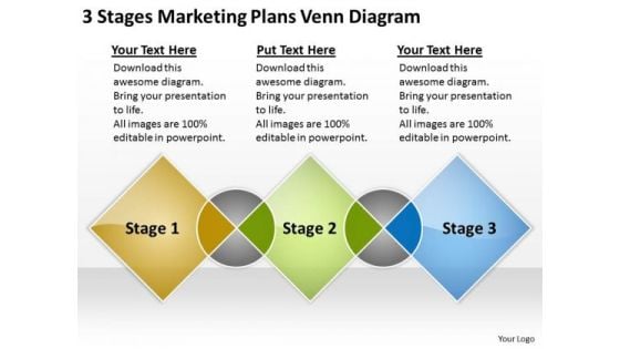 3 Stages Marketing Plans Venn Diagram Ppt Business Template PowerPoint Slides