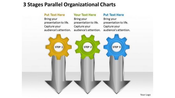 3 Stages Parallel Organizational Charts Business Plan Downloads PowerPoint Slides