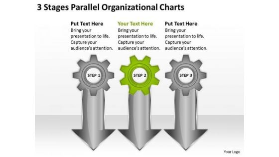 3 Stages Parallel Organizational Charts Real Estate Agent Business Plan PowerPoint Slides