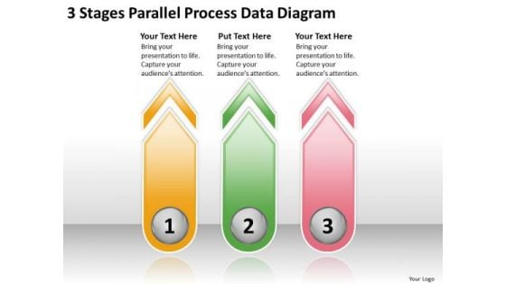 3 Stages Parallel Process Data Diagram What Is Business Plan PowerPoint Slides