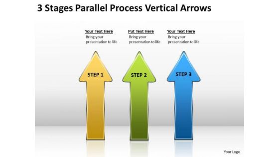 3 Stages Parallel Process Vertical Arrows Online Business Plan Software PowerPoint Templates