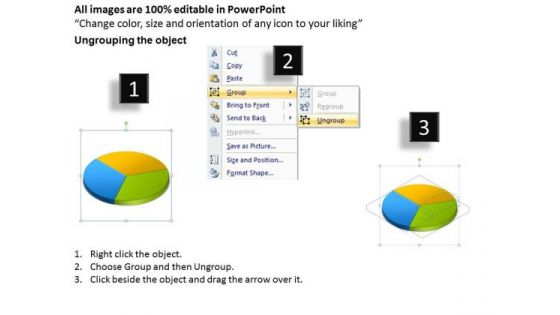 3 Stages Pie Chart Comparison Process Examples Of Business Plan PowerPoint Templates